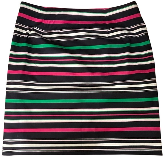 💙🩷NWT TALBOTS Striped Deep Navy, Pink, and Green Women's Skirt size 12 side zip - Picture 1 of 6